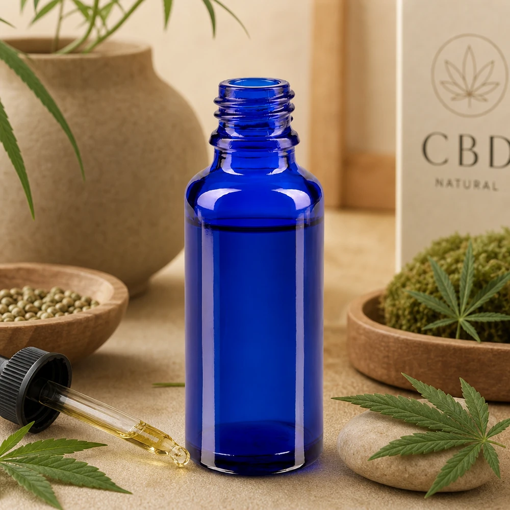 30ml blaue Apothekerflasche ApoGlas aus Braunglas für professionelle Abfüllung im Fachhandel