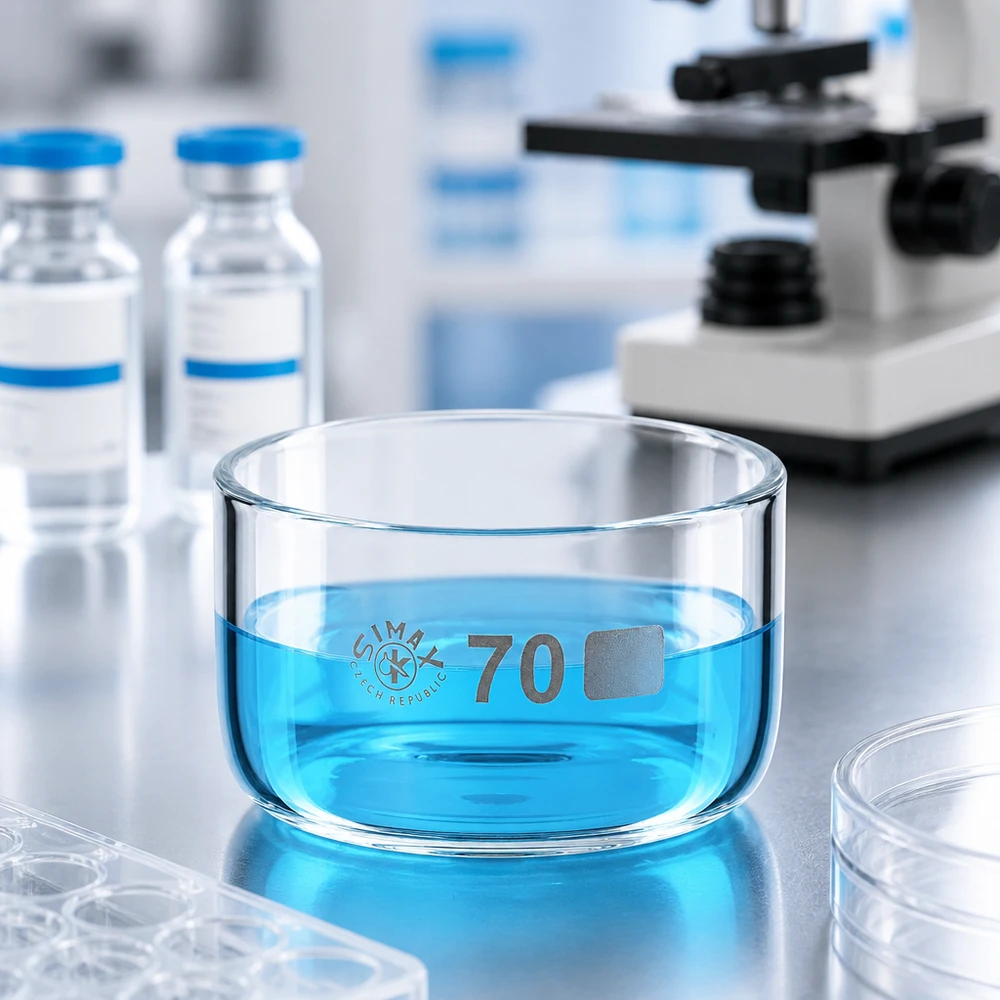 100ml Kristallisierschale ohne Ausguss Borosilikat ø70mm Kristallisierschale 100ml aus Borosilikatglas ø70mm ohne Ausguss für Labor und Industrie