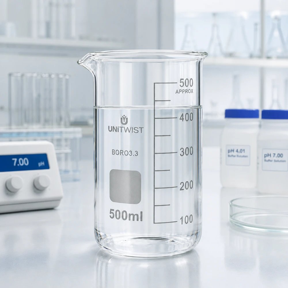 Becherglas 500ml Borosilikat, hohe Form UNiTWIST Becherglas 500ml Borosilikat hohe Form UNITWIST für Labor und Gewerbe mit Graduierung