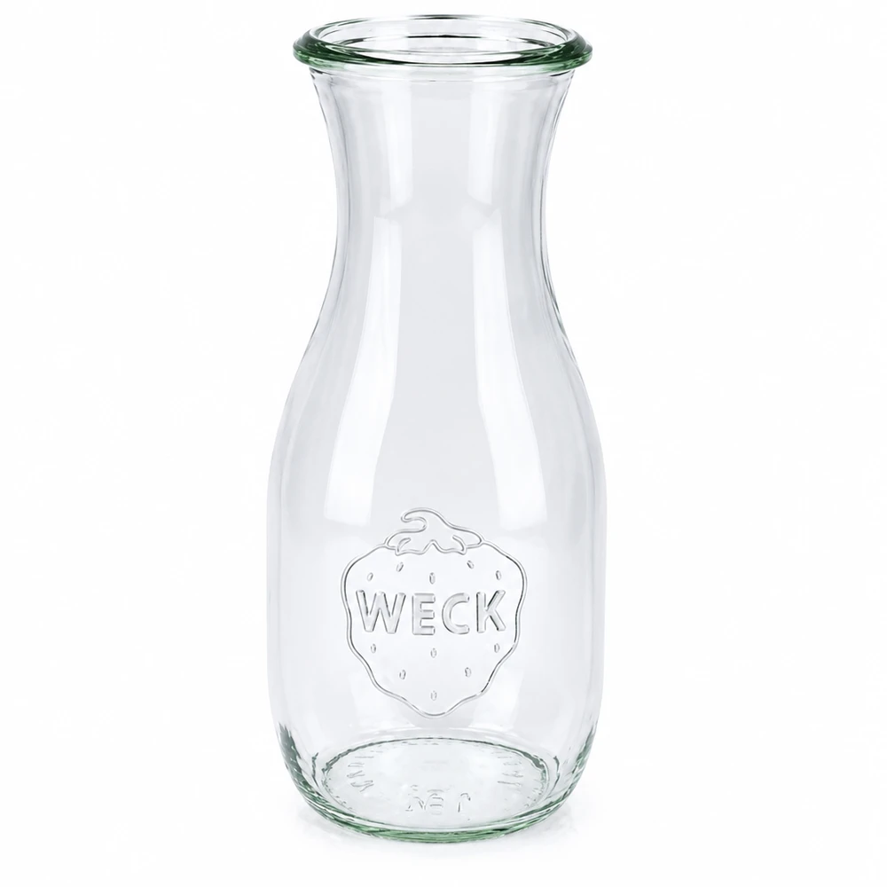 530ml Saftflasche WECK RR60 530ml WECK Saftflasche RR60 aus Glas mit Deckel und eingeprägtem Erdbeer-Logo transparent