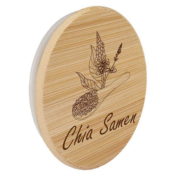 Holzdeckel "Chia Samen" für WECK RR100 Holzdeckel "Chia Samen" für WECK RR100