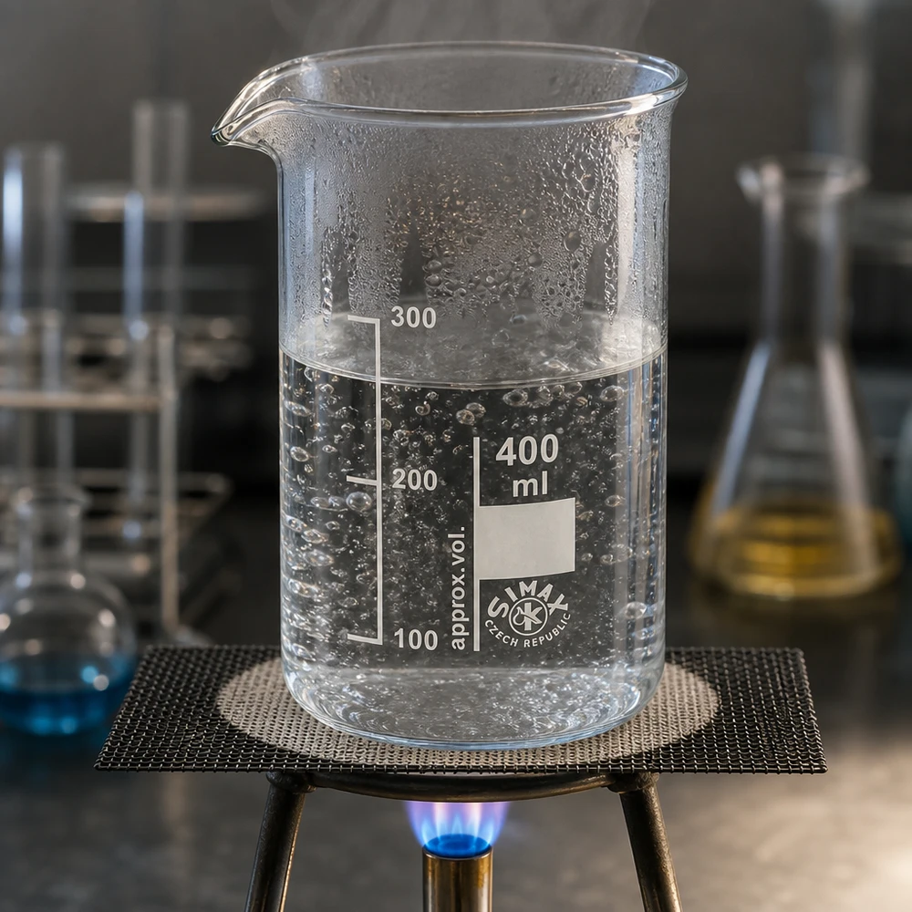 Becherglas 400ml hohe Form aus Borosilikatglas auf Bunsenbrenner erhitzt Laborausstattung Pacadura