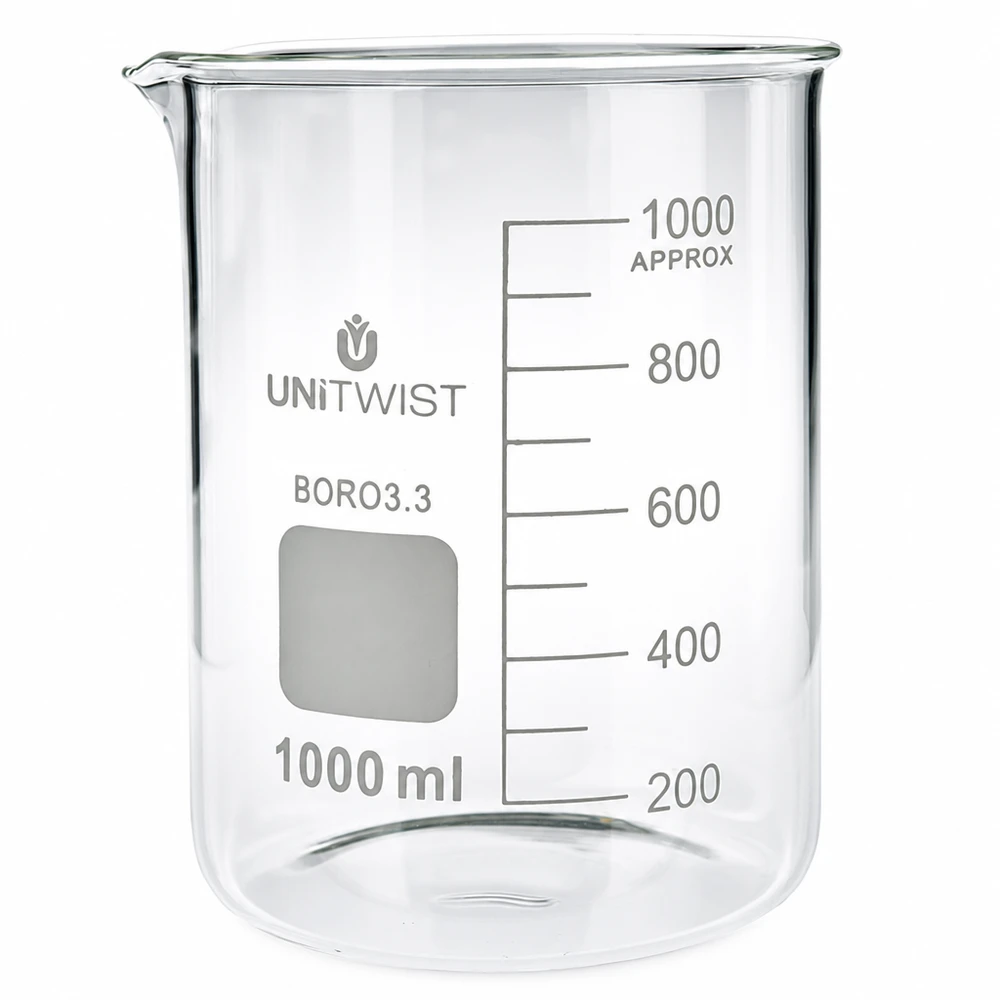 Becherglas 1000ml Borosilikat, niedrige Form UNiTWIST Becherglas 1000ml Borosilikat 3.3 niedrige Form UNiTWIST für Labor und Gewerbe Pacadura