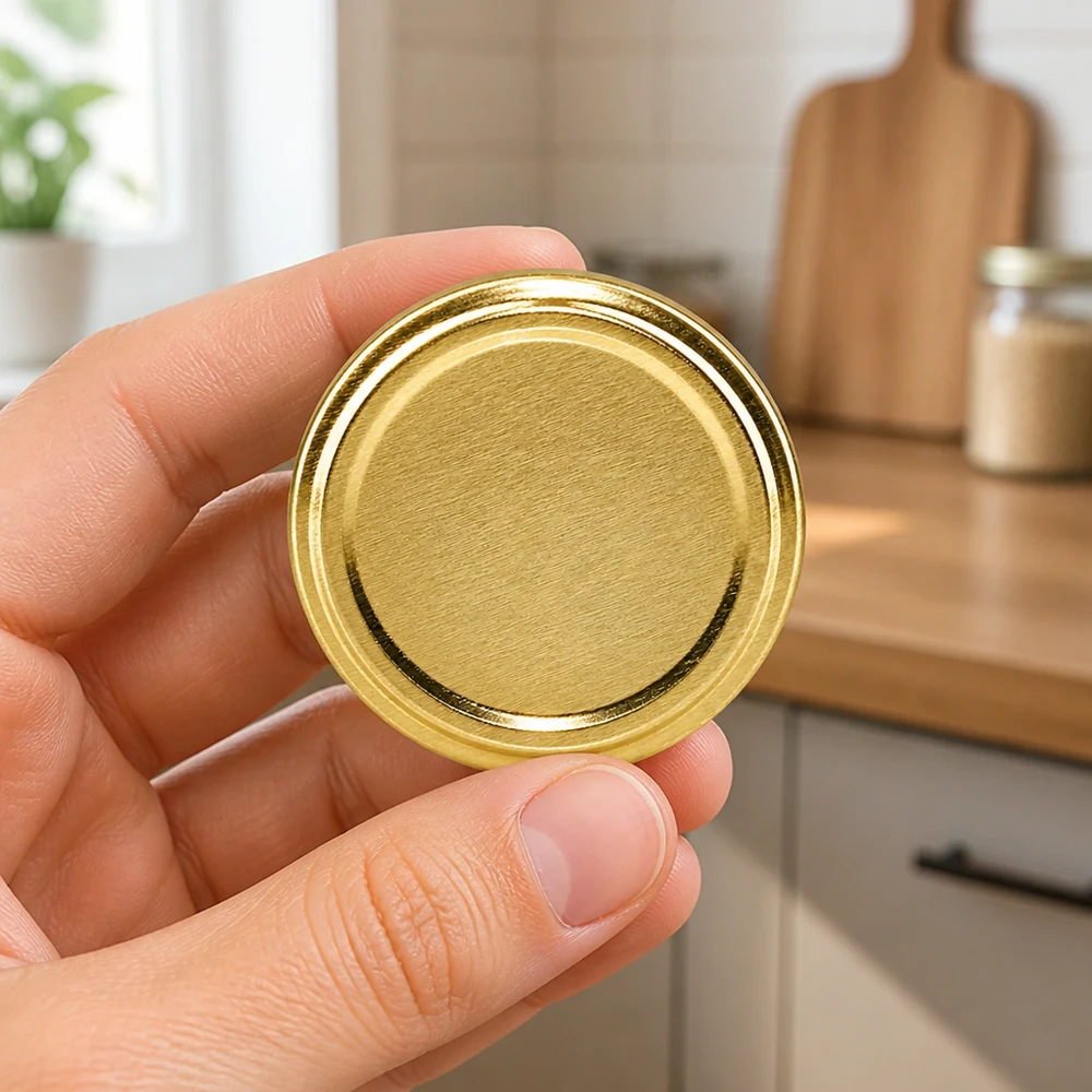 63mm BasicSeal Deckel gold (TO63) UNiTWIST 63mm TO63 BasicSeal Twist-Off-Deckel gold aus Weißblech für gewerbliche Abfüllung in großen Mengen