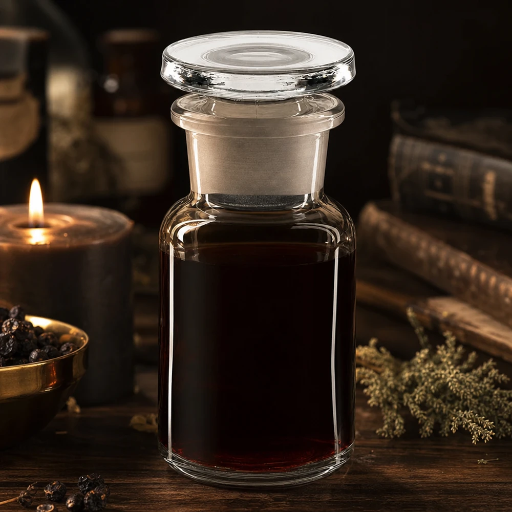 Rundschulferflasche 50ml klar Weithals mit Glasstopfen für professionelle Labor- und Abfüllanwendungen