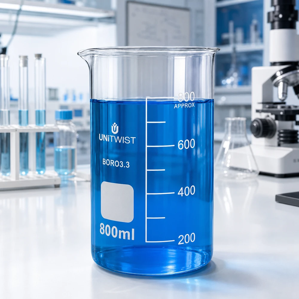 Becherglas 800ml Borosilikat 3.3 hohe Form UNITWIST für Labor und Gewerbe mit Milliliter-Skala