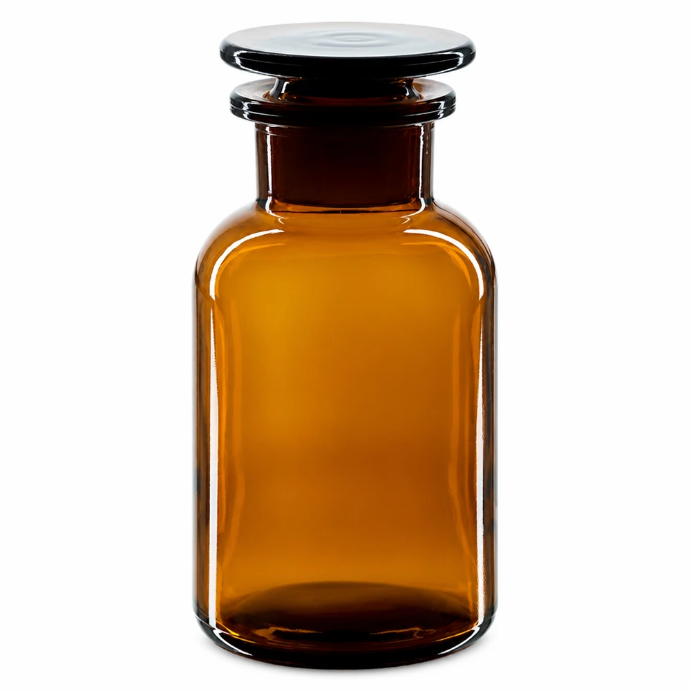 Rundschulterflasche 250ml Braunglas Weithals mit Glasstopfen für professionellen Labor- und Gewerbeeinsatz