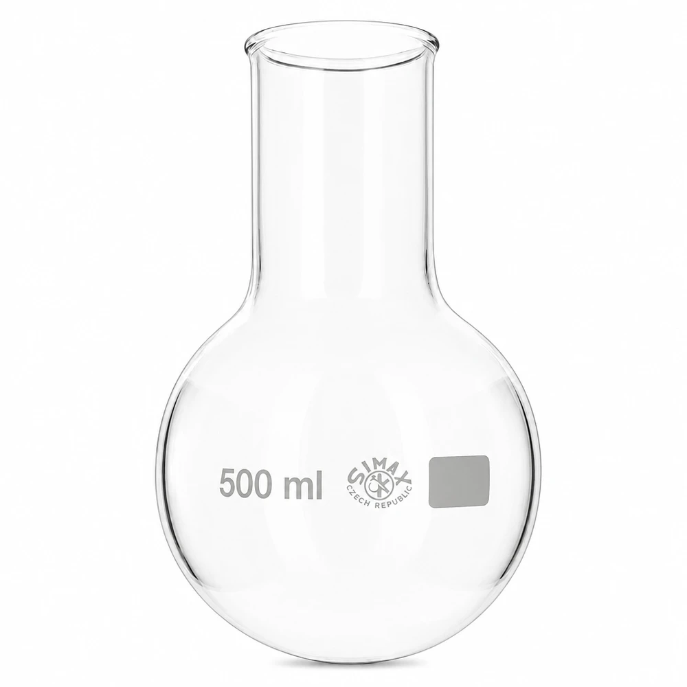 Rundkolben 500ml Weithals aus Borosilikatglas für professionelle Laboranwendungen bei Pacadura.de