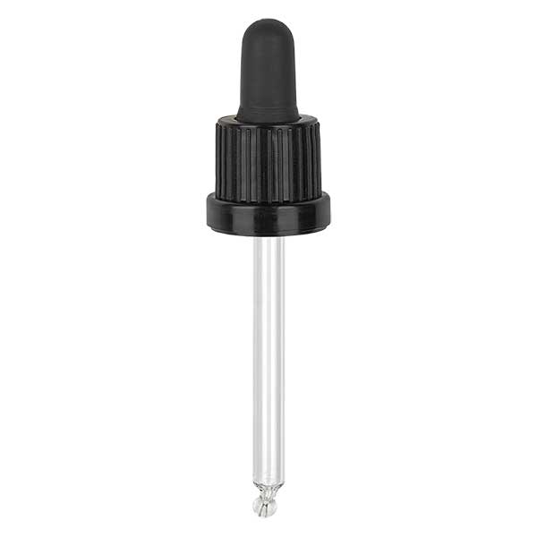 Glas-Tropfpipette schwarz/schwarz 18mm PL78 OVII
