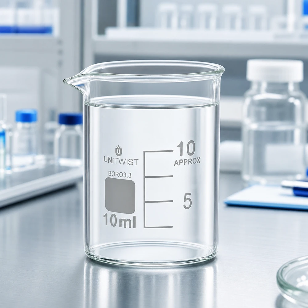 Becherglas 10ml Borosilikat, niedrige Form UNiTWIST Becherglas 10ml Borosilikat 3.3 niedrige Form UNiTWIST Laborglas für gewerblichen Einsatz