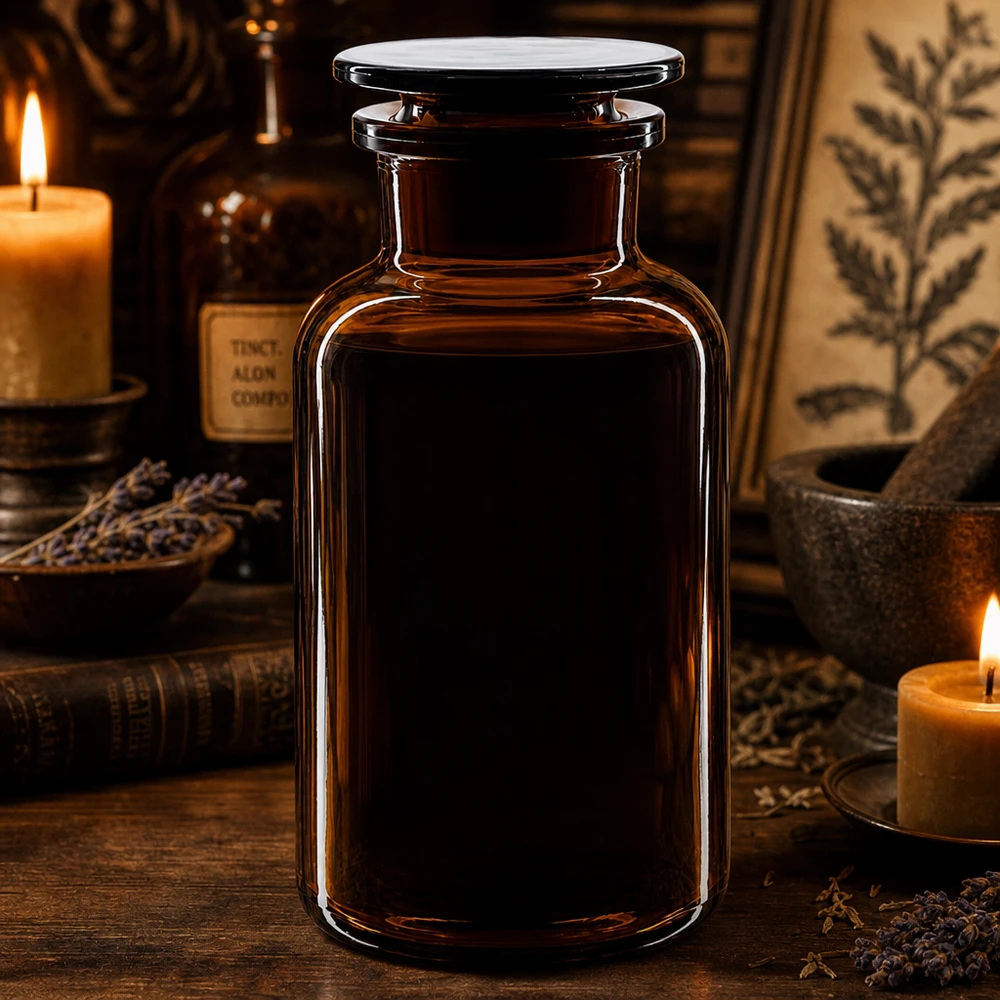 Rundschulterflasche 500ml Braunglas Weithals mit Glasstopfen für Labor Apotheke Chemie Fachhandel