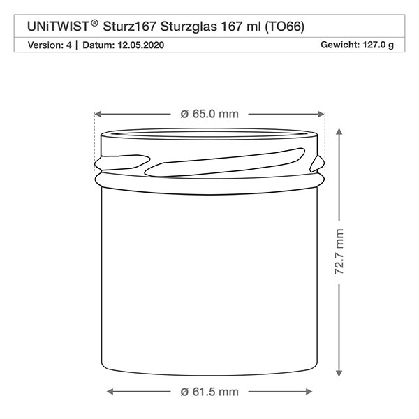 167ml Sturzglas ohne Deckel (TO66) UNiTWIST