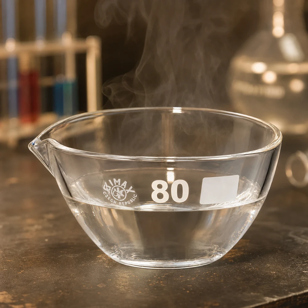 90ml Abdampfschale mit Ausguss Borosilikat ø80mm 90ml Abdampfschale Borosilikat mit Ausguss ø80mm für professionelle Laboranwendungen bei Pacadura.de