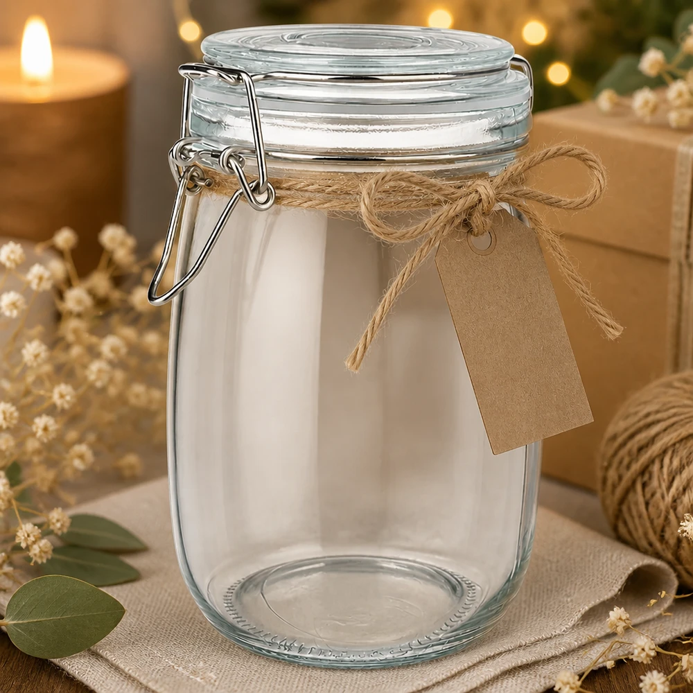1000ml Vorratsglas mit Bügelverschluss für professionelle Lagerung - hochwertiges Glas für Gewerbetreibende bei Pacadura