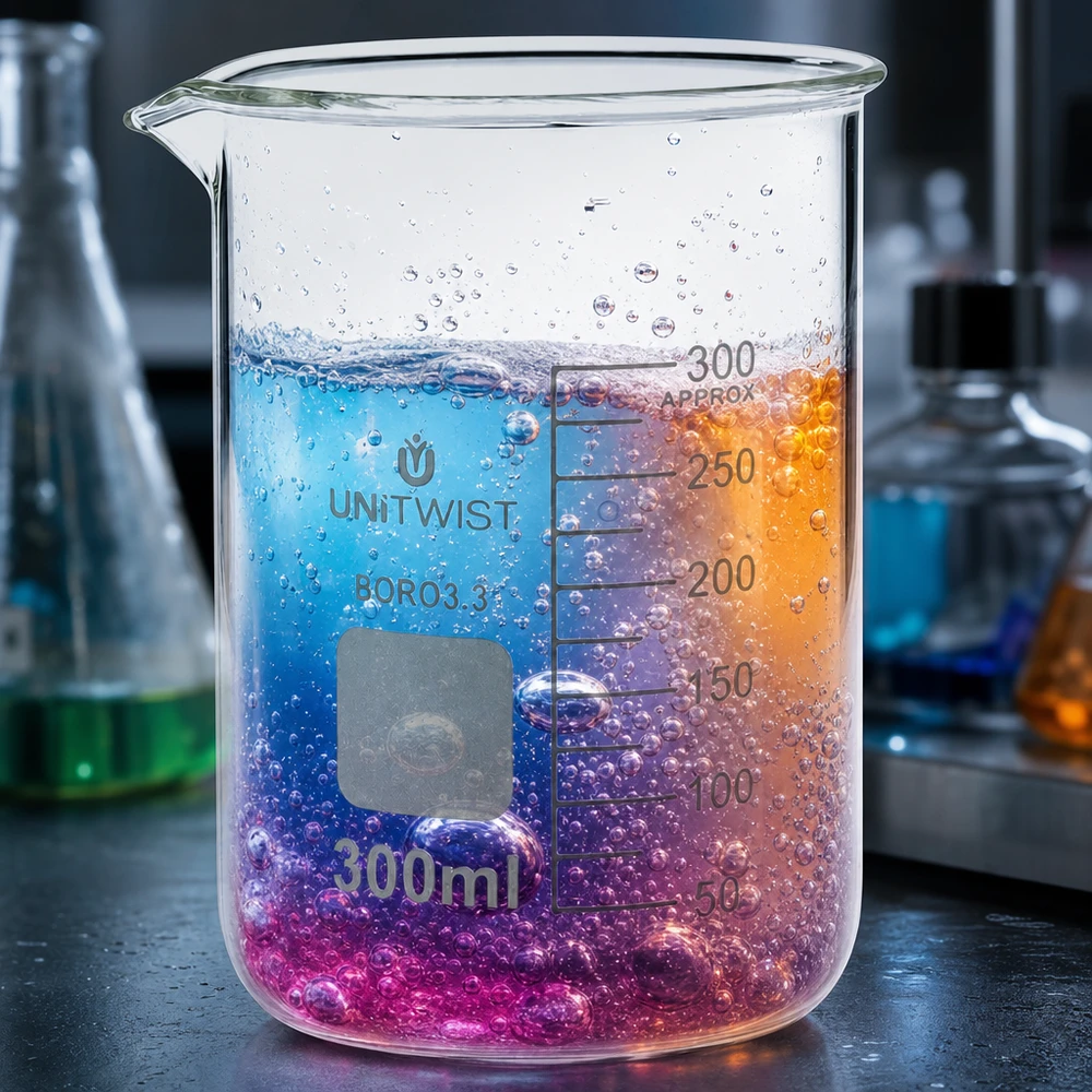 Becherglas 300ml Borosilikat niedrige Form UNiTWIST für professionellen Laboreinsatz