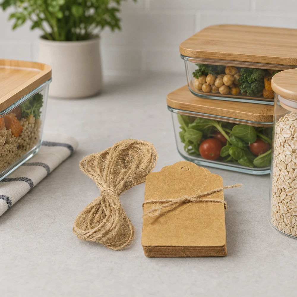Professionelle Kraftpapier-Anhänger 30x50mm mit Naturkordel für gewerbliche Etikettierung und Produktkennzeichnung