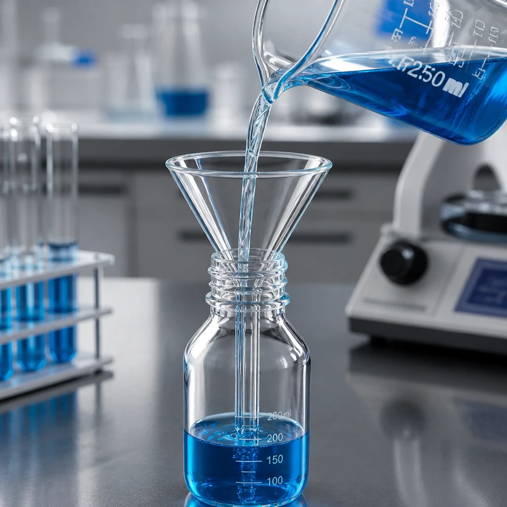 Kalk-Soda Labortrichter 35mm Durchmesser mit 60° Winkel und Kurzstiel für professionelle Laboranwendungen