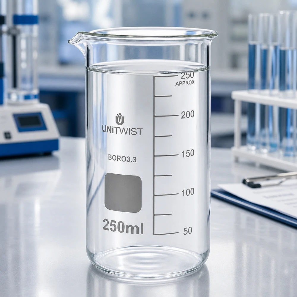 Becherglas 250ml Borosilikat, hohe Form UNiTWIST Becherglas 250ml Borosilikat hohe Form UNITWIST für professionellen Laboreinsatz im Fachhandel