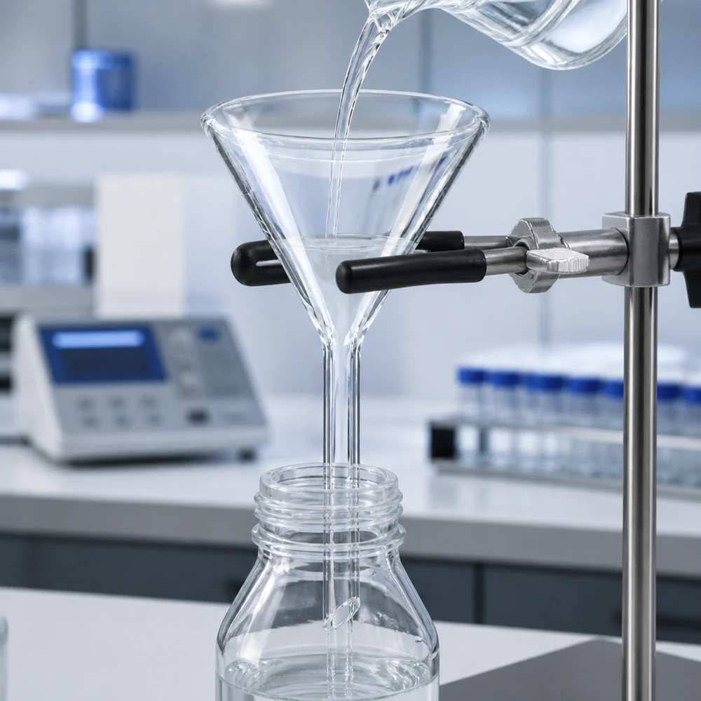 Trichter 50mm Kalk-Soda-Glas 60° Winkel Kurzstil für professionelle Laboranwendungen bei Pacadura