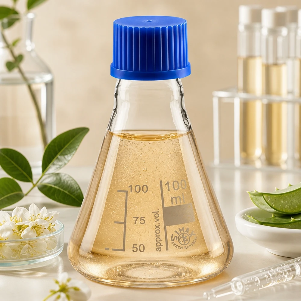 Erlenmeyerkolben 100ml Glas mit blauer Schraubkappe für Labor und Industrie bei Pacadura Fachhandel