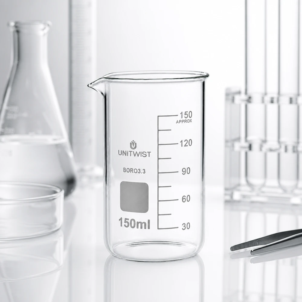 Becherglas 150ml Borosilikat, hohe Form UNiTWIST Becherglas 150ml Borosilikat 3.3 hohe Form UNITWIST für Labor und Gewerbe graduiert