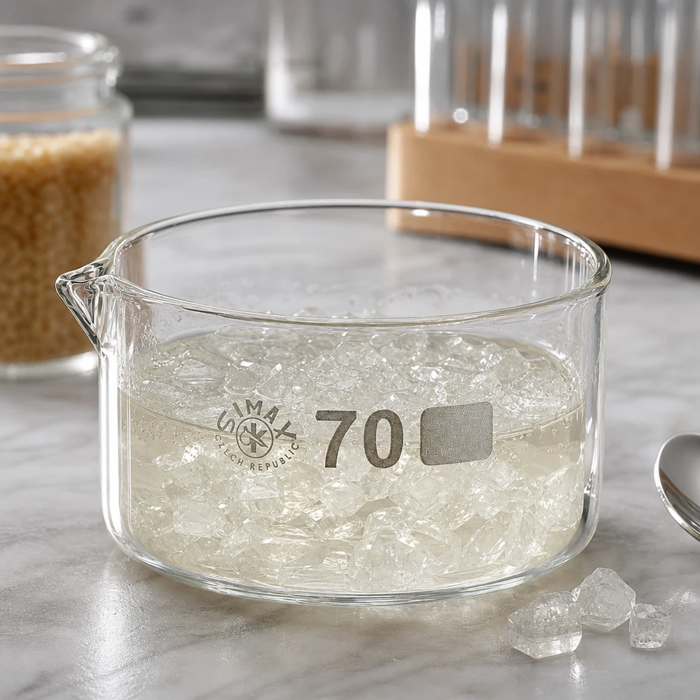 Kristallisierschale 100ml Boro 3.3 Glas mit Ausguss ø70mm für Labor und Gewerbe Simax