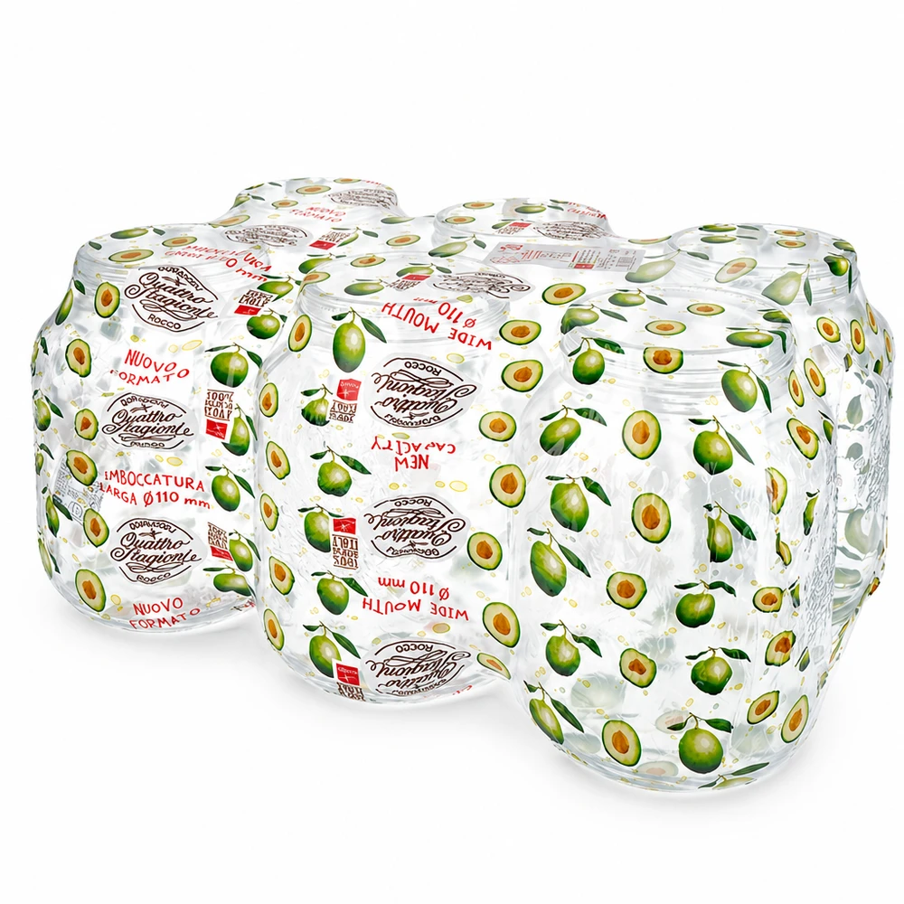 Zwei 3000ml Quattro Stagioni Haushaltsgläser mit Avocado-Muster und Schraubdeckel für Einmachen und Aufbewahrung