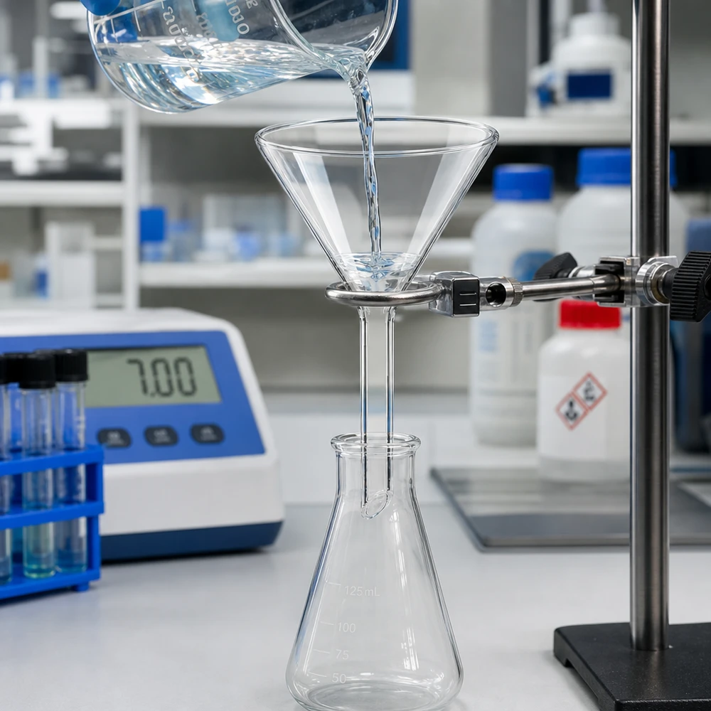 Labortrichter 60mm Kalk-Soda-Glas 60° Winkel Kurzstiel für professionelle Filtration im Labor bei Pacadura.de