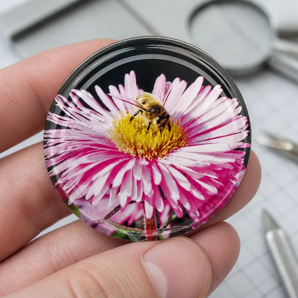 82mm BasicSeal TO82 Einmachdeckel mit Blütenmotiv Biene auf rosa Aster für gewerbliches Einmachen