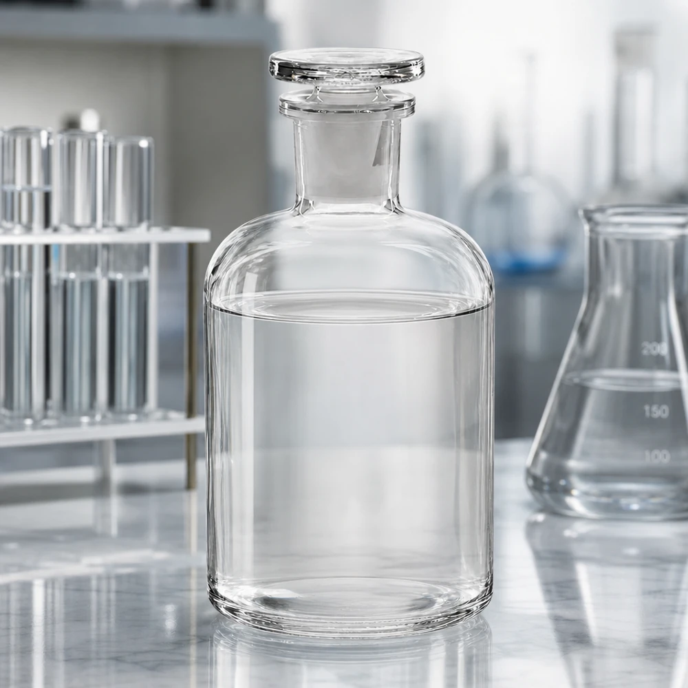 Rundschulterflasche 500ml Klarglas Enghals mit Glasstopfen für Labor und Gewerbe