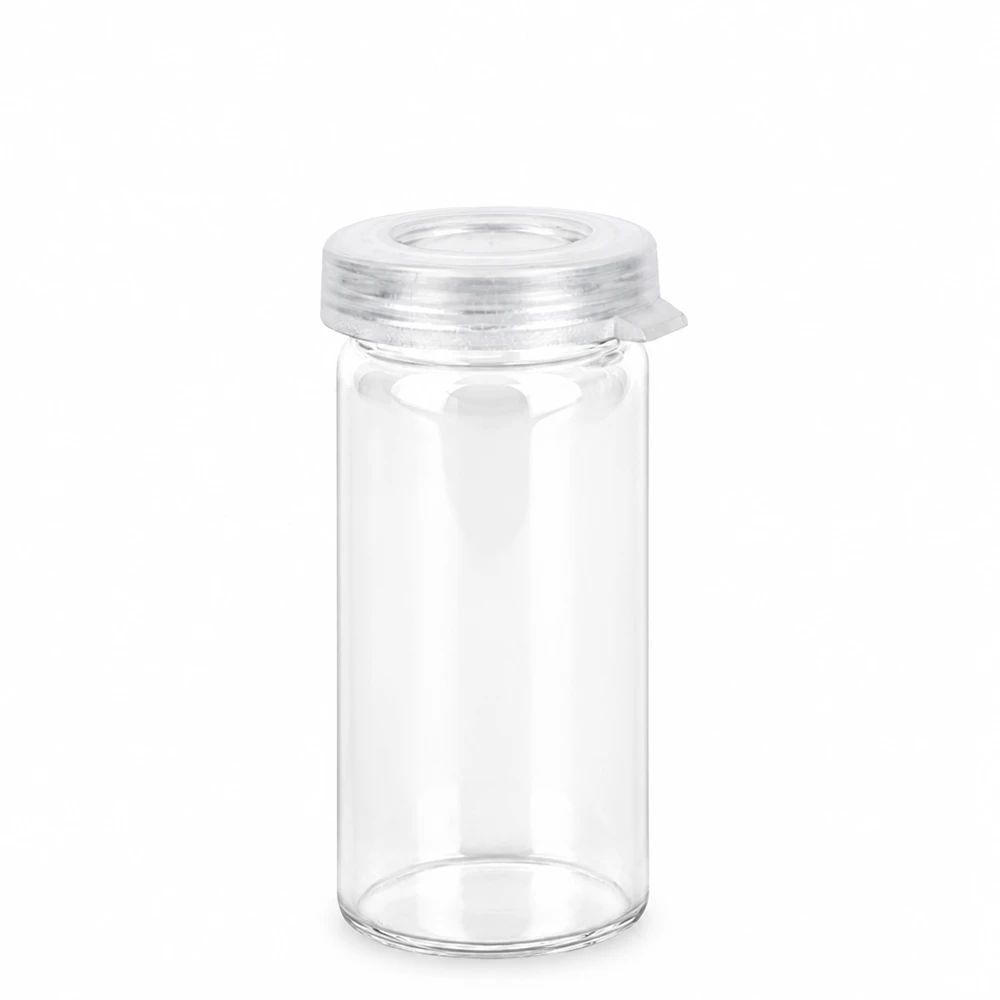Rollrandglas 5ml klar mit Schnappdeckel aus Glas für Tabletten Labor Pharma Abfüllung Pacadura
