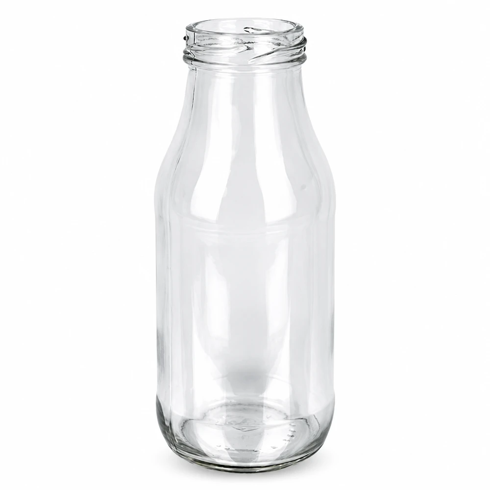 UNiTWIST Glasflasche 263ml transparent mit TO43 Gewinde ohne Deckel für Säfte und Getränke