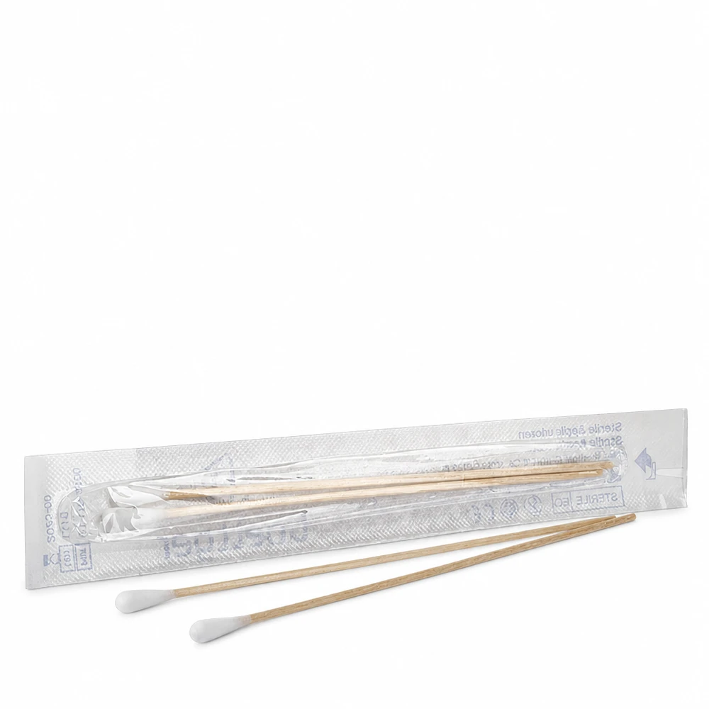 Sterile Wattestäbchen 2 Stück einzeln verpackt Holzstiel medizinisch professioneller Einsatz Pacadura