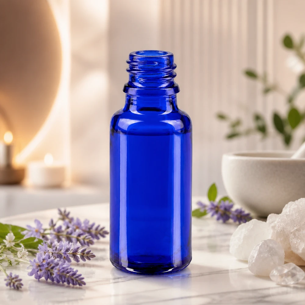 20ml blaue Apothekerflasche aus hochwertigem ApoGlas für professionellen Einsatz in Apotheke und Labor
