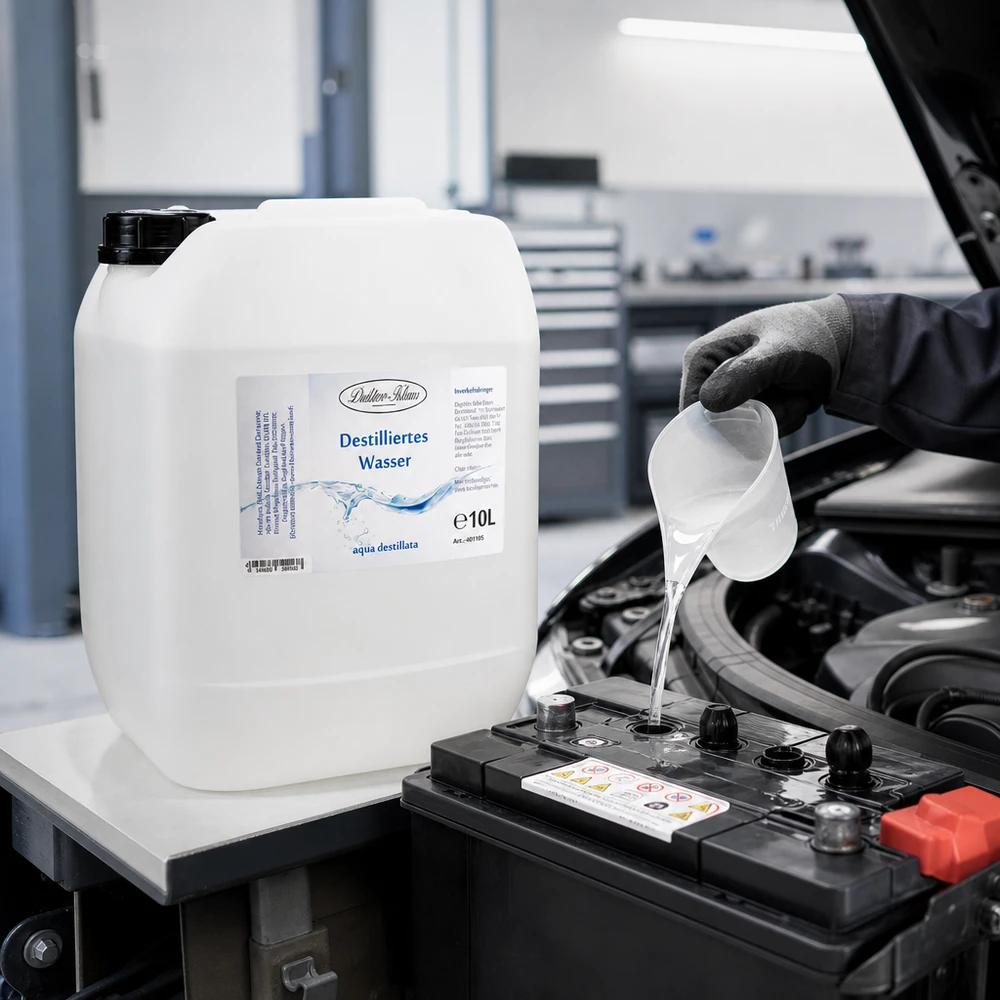 10L destilliertes Wasser Doktor-Klaus für professionelle Autowerkstatt Batteriepflege und Kühlerservice im Fachhandel