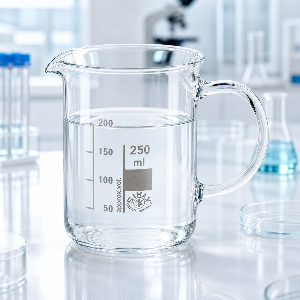 Becherglas 250ml Borosilikatglas, mit Henkel Becherglas 250 ml Borosilikatglas mit Henkel von SIMAX für professionellen Laboreinsatz