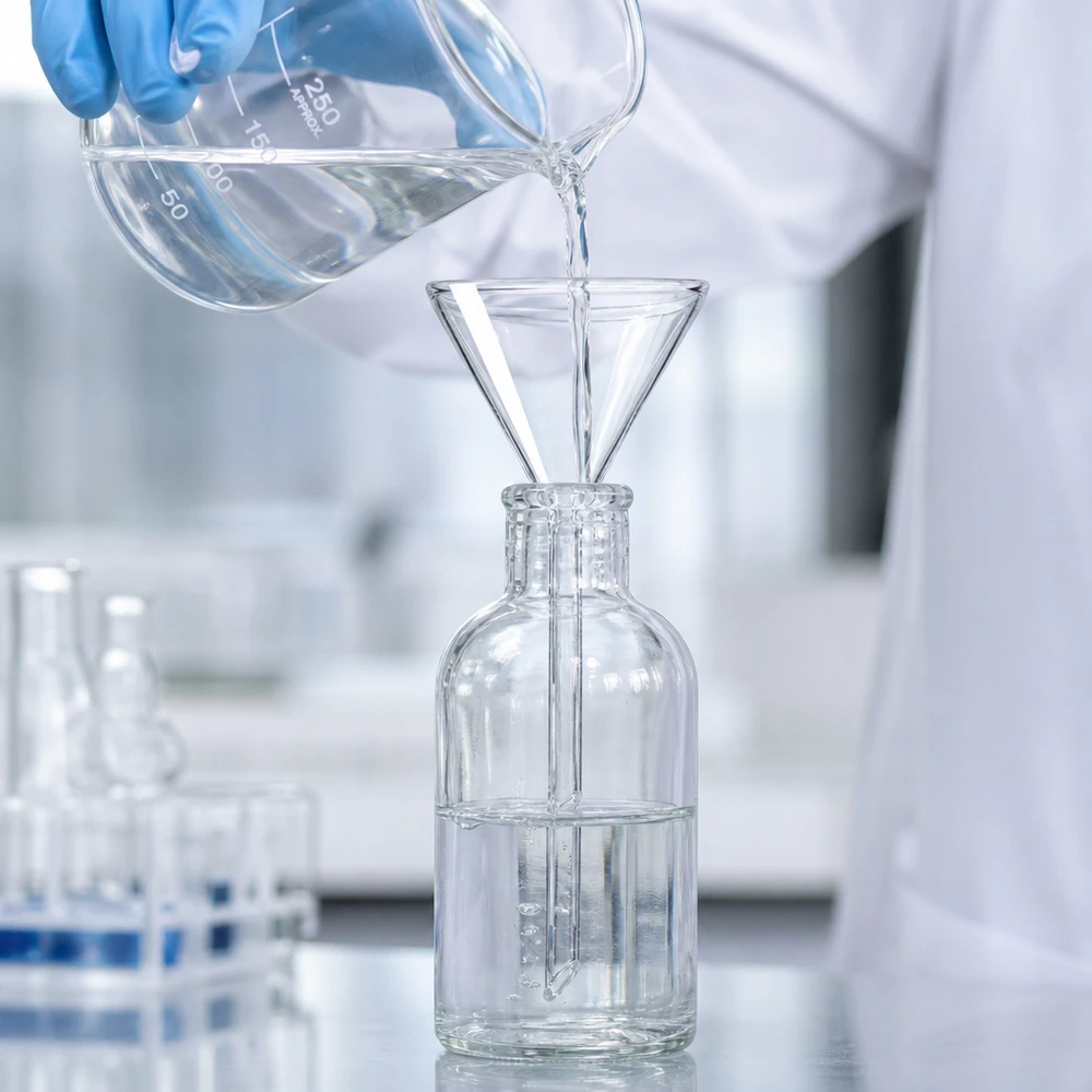 Labortrichter Kalk-Soda Glas 70mm Durchmesser 60° Winkel Kurzstiel für professionelle Anwendung im Labor