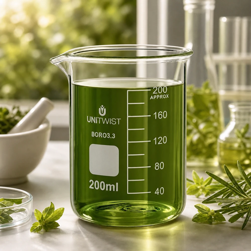 Becherglas 200ml Borosilikat 3.3 niedrige Form UNiTWIST für professionellen Laboreinsatz