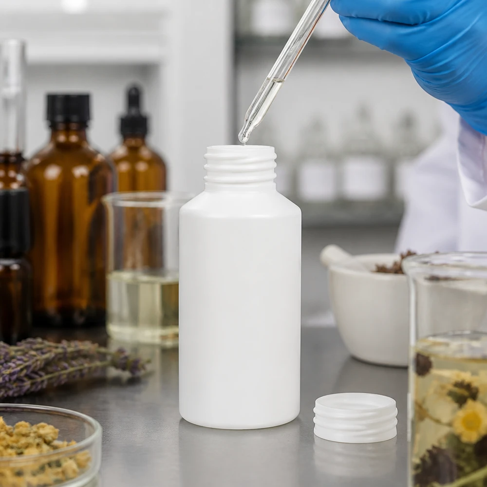 Apothekenflasche HDPE 50ml weiß, ohne Verschluss Apothekerflasche HDPE 50ml weiß für professionelle Laboranwendungen im Fachhandel Pacadura