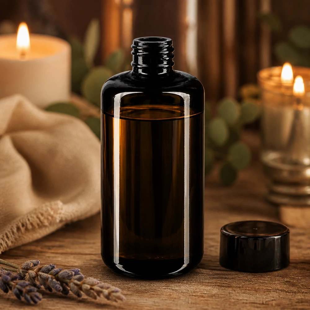 200ml Kosmetikflasche Draco aus Violettglas Miron für professionelle Kosmetik und ätherische Öle im Fachhandel