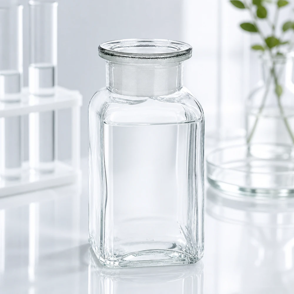 Vierkantflasche 100ml klar Weithals mit Glasstopfen für professionellen Laboreinsatz