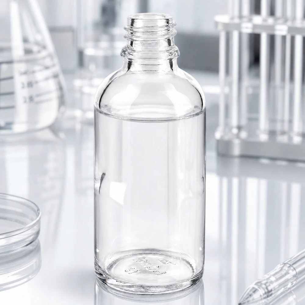 Klarglas Flasche 50ml DIN 18 50ml klare Apothekenflasche aus ApoGlas für professionelle Anwendung in Pharmazie und Kosmetik bei Pacadura