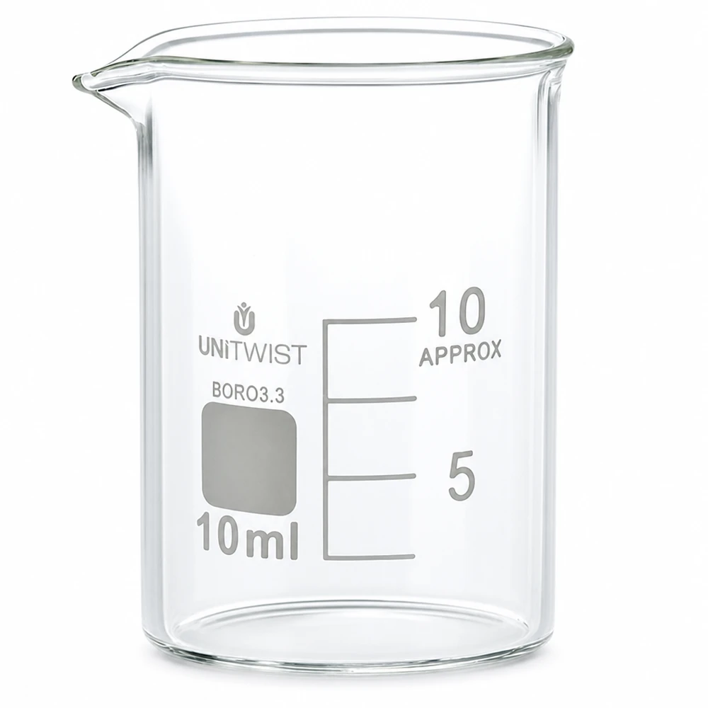 Becherglas 10ml Borosilikat 3.3 niedrige Form UNiTWIST für Labor und Gewerbe graduiert