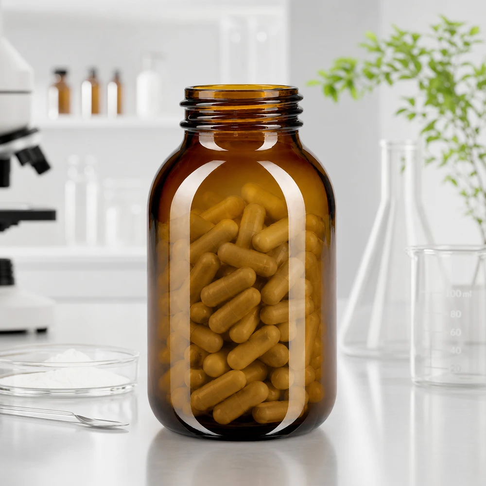 500ml Weithalsflasche Braunglas 500ml Braunglas Weithalsflasche für professionelle Lagerung von Kapseln und pharmazeutischen Produkten im Fachhandel