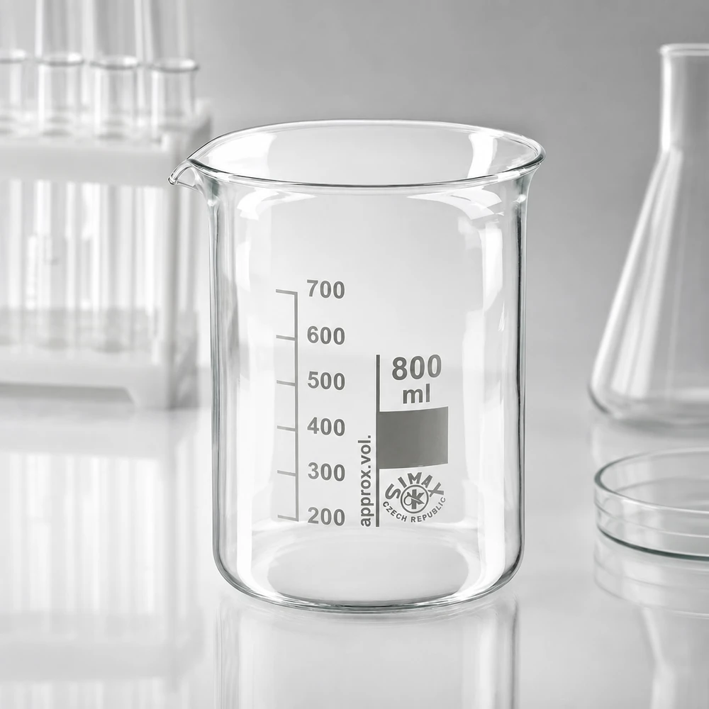 Becherglas 800ml aus Borosilikatglas niedrige Form für professionelle Laboranwendungen und gewerblichen Einsatz