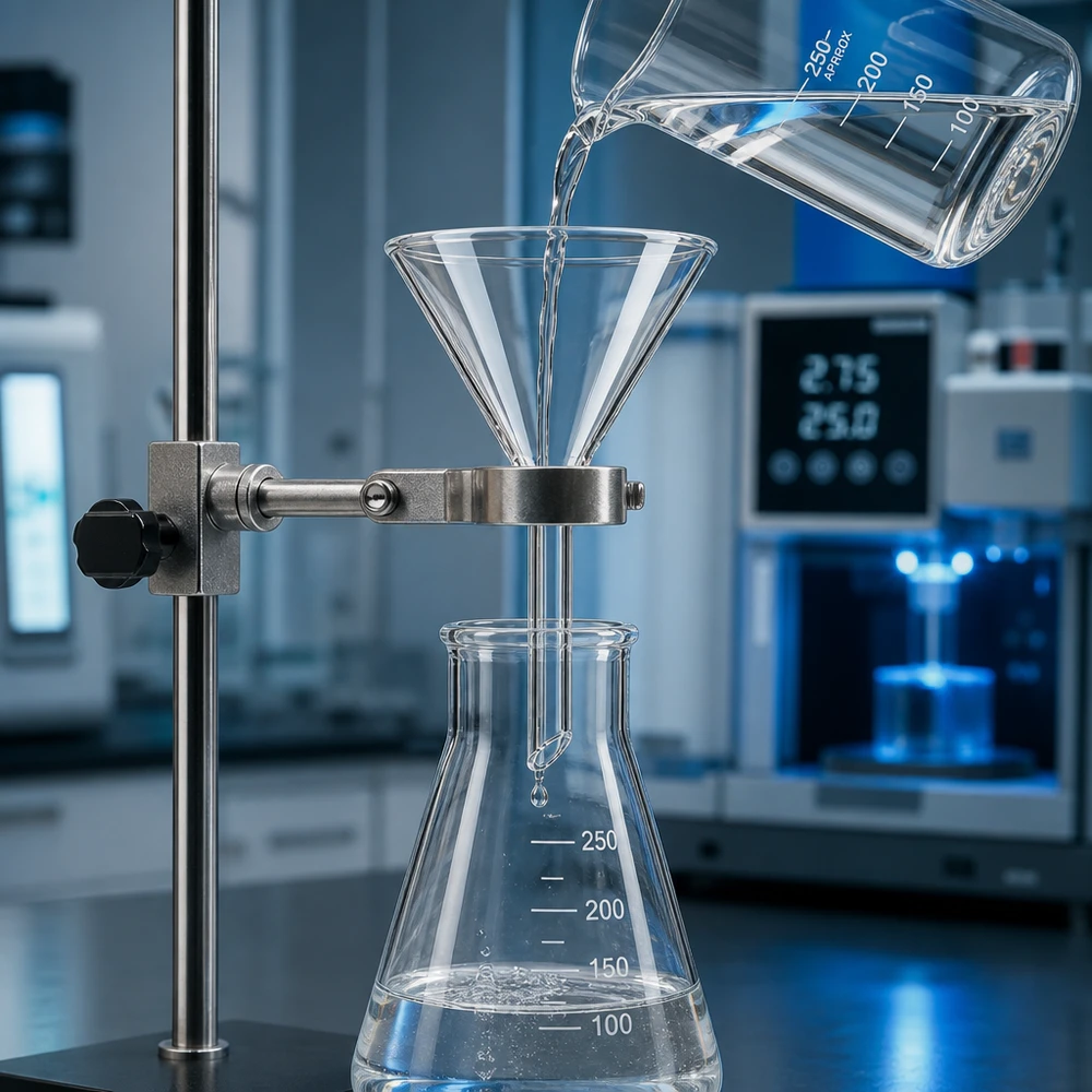 Trichter ø55mm Borosilikat Winkel 60 Kurzstil Borosilikat-Trichter 55mm Durchmesser 60° Winkel Kurzstil für professionelle Laboranwendungen bei Pacadura