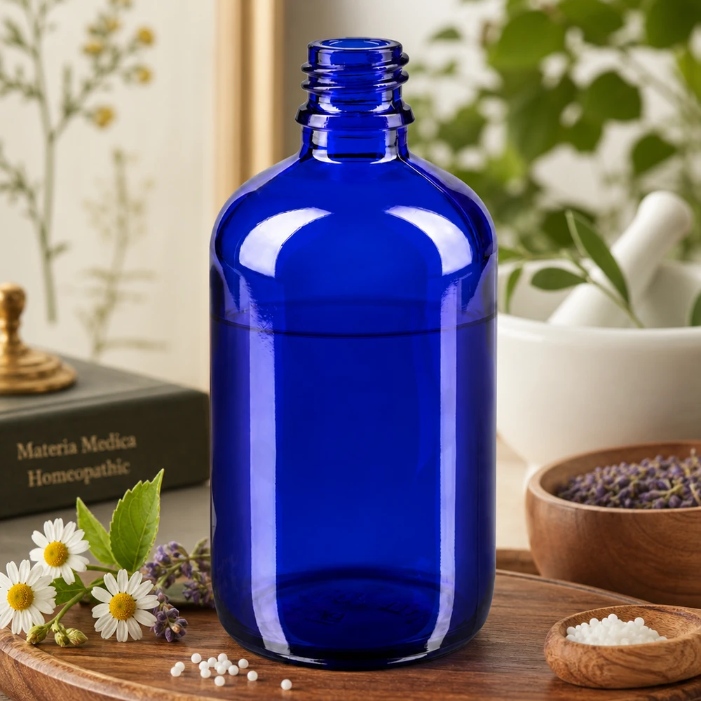 100ml blaue Apothekenflasche ApoGlas für professionelle Anwendung in Pharmazie und Kosmetik bei Pacadura.de