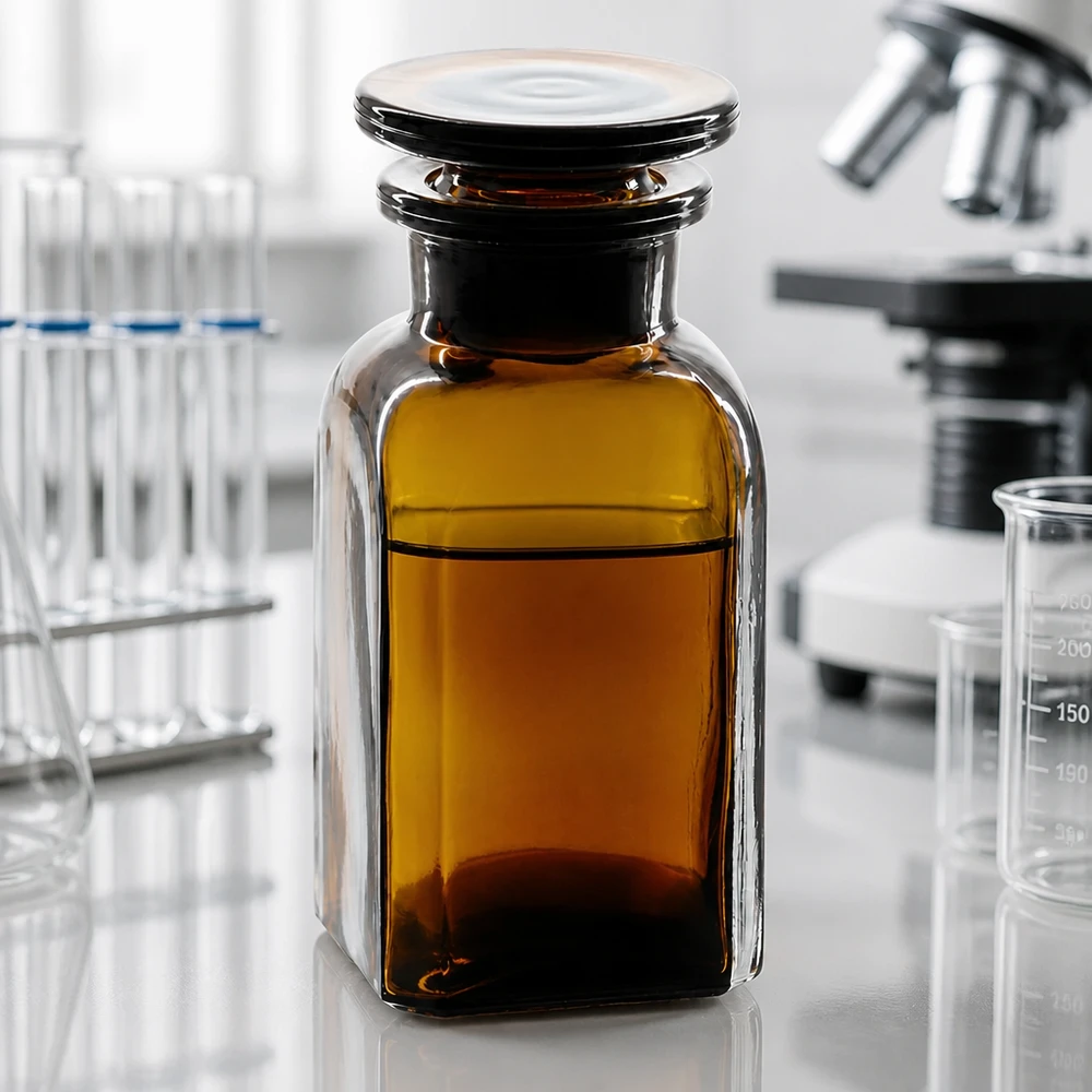 Vierkantflasche 100ml braun Weithals Glasstopfen Vierkantflasche 100ml Braunglas Weithals mit Glasstopfen für Labor und Pharmazie