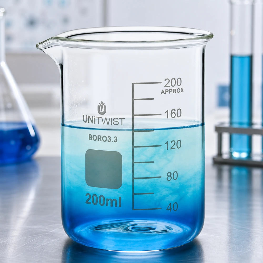 Becherglas 200ml Borosilikat 3.3 niedrige Form UNiTWIST für Labor und Gewerbe