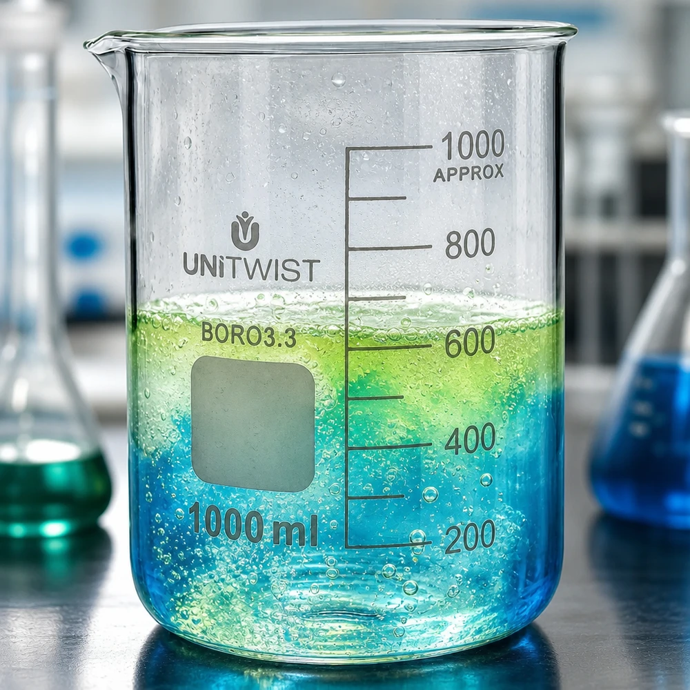 Becherglas 1000ml Borosilikat niedrige Form UNiTWIST für professionellen Laboreinsatz